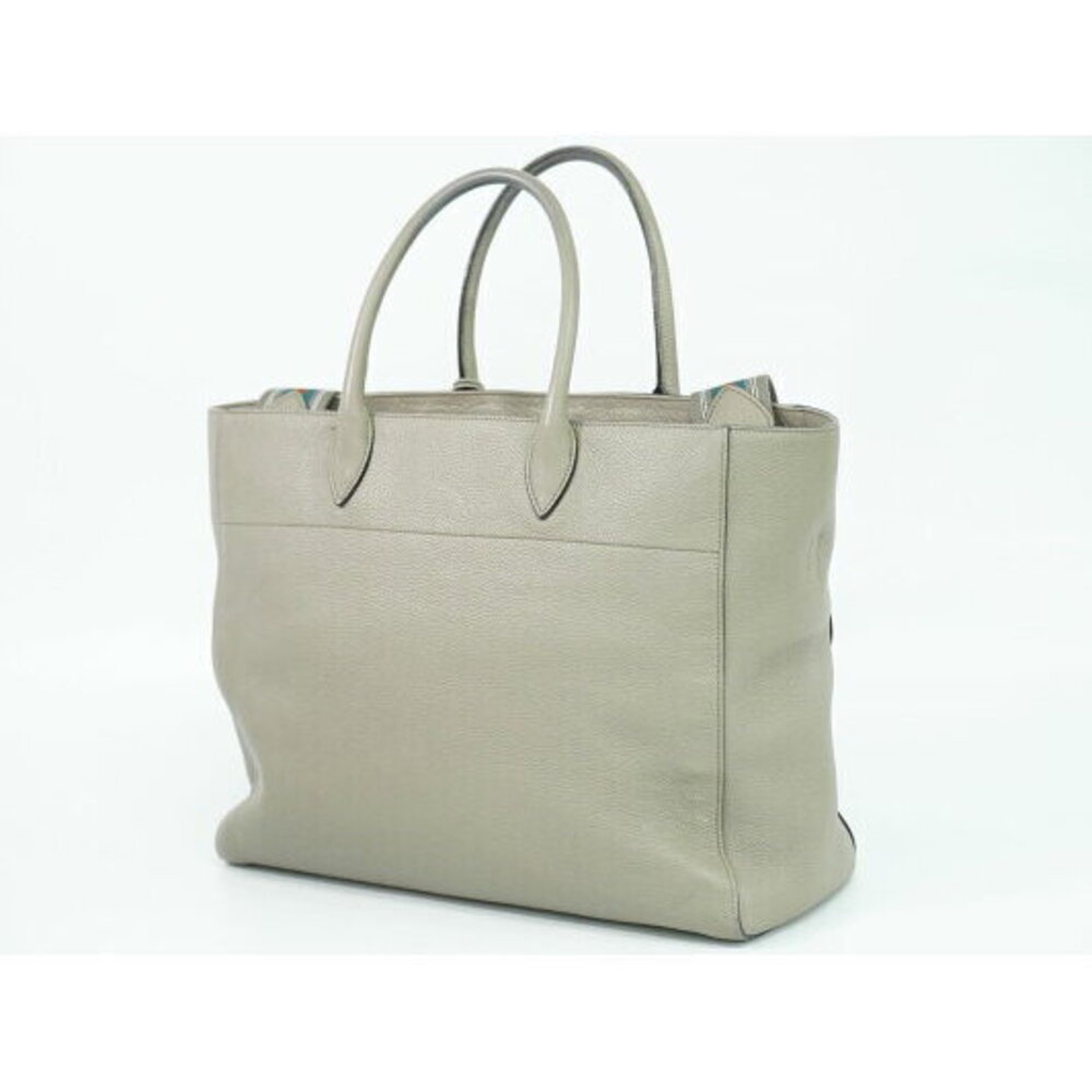 Prada Shoulder Dino Leather Handbag Gray Bag Pochette Vitello